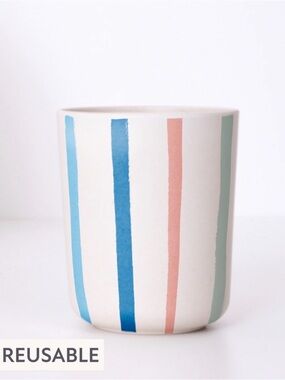 Meri Meri Bright Stripe reusable Bamboo Cups, Set of 6
